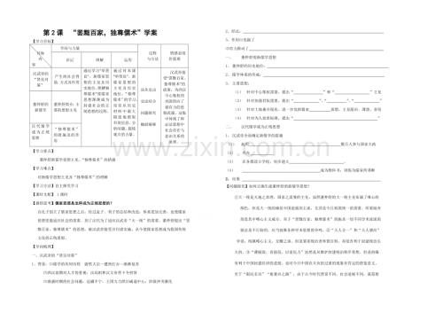 山西省运城中学高二历史人教版必修3学案：第2课-“罢黜百家-独尊儒术”1.docx