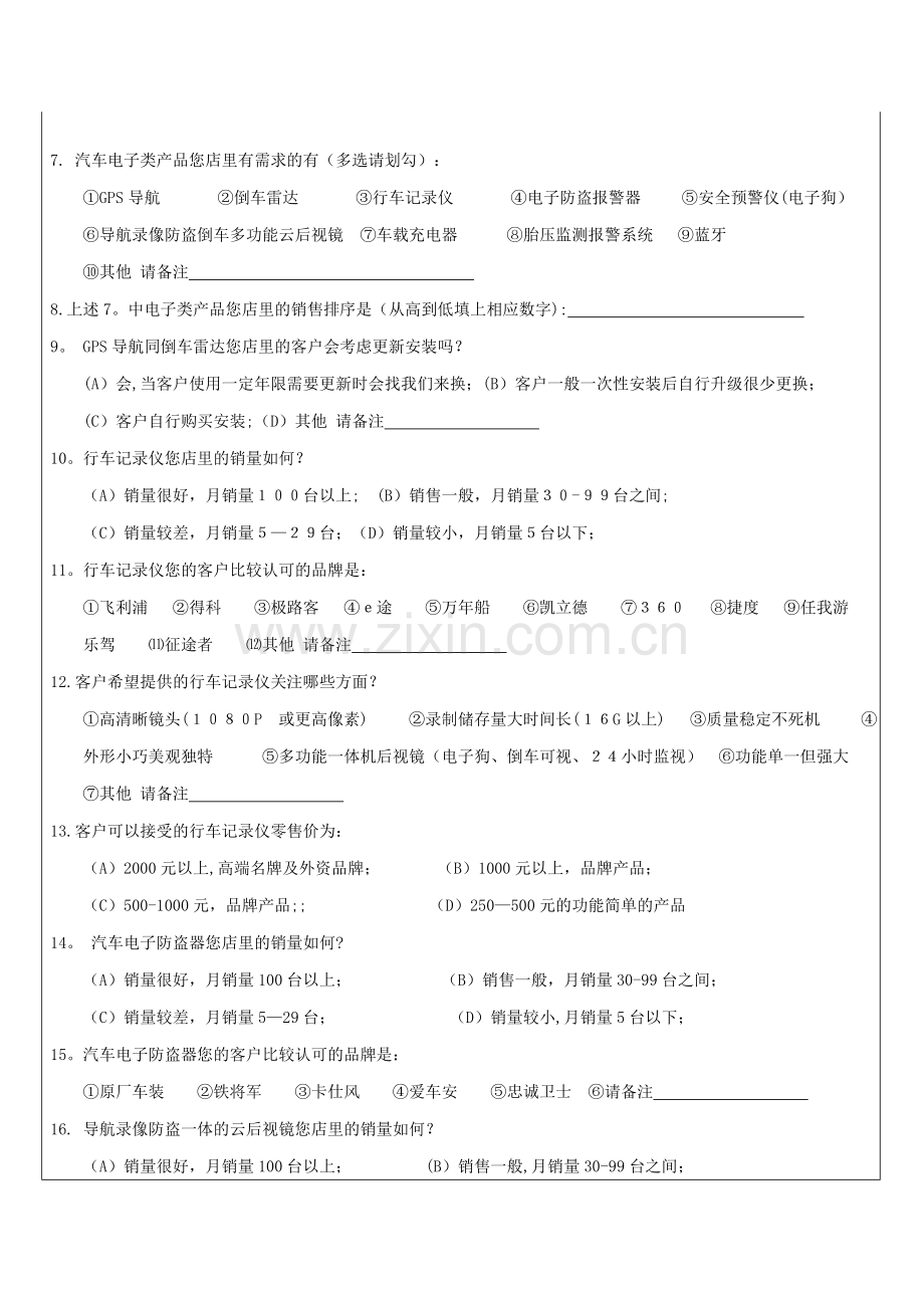 汽车用品客户需求调查表.doc_第2页