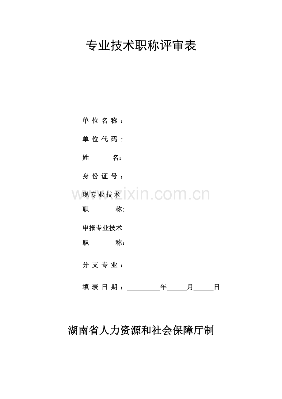 湖南省专业技术职称评审表.docx_第1页