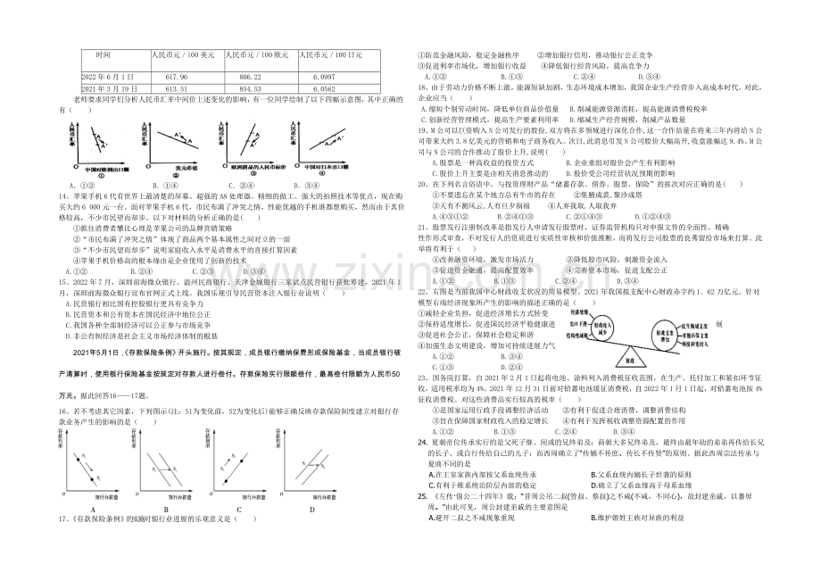 四川省绵阳市南山中学2022届高三零诊考试文科综合-Word版含答案.docx_第2页