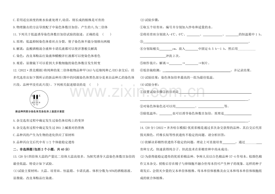 2021高考生物一轮课时作业24-必修2--5.2染色体变异.docx_第3页