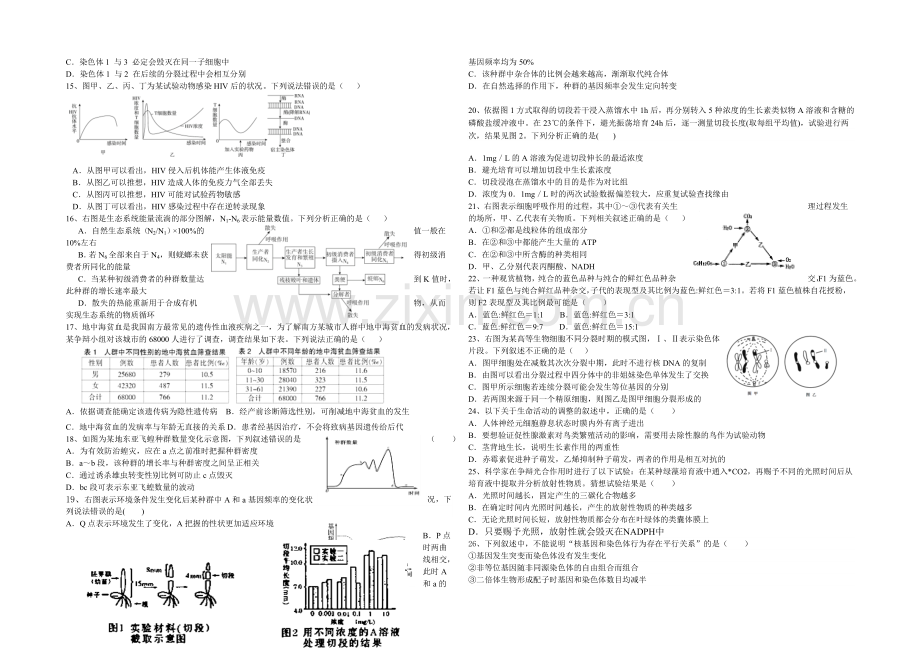 浙江省杭州二中2021届高三第二次月考生物-Word版含答案.docx_第2页