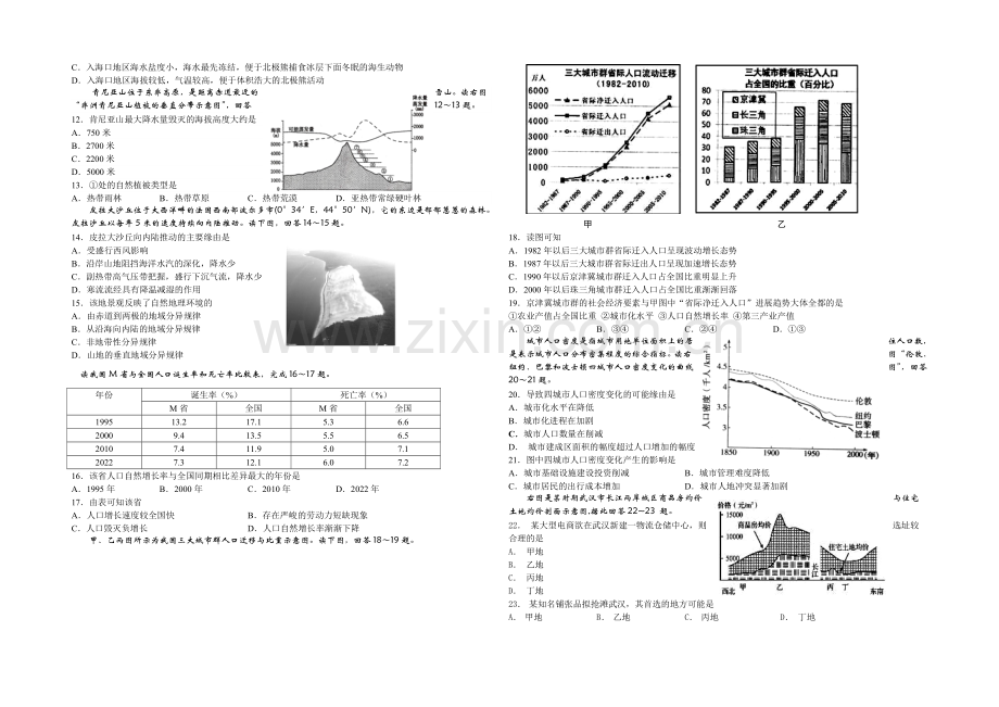 吉林省长春外国语学校2022届高三上学期第二次质量检测试题-地理-Word版含答案.docx_第2页