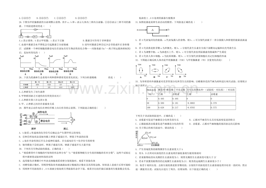 黑龙江省鹤岗一中2021—2022学年高二上学期期中试题-生物-Word版含答案.docx_第3页