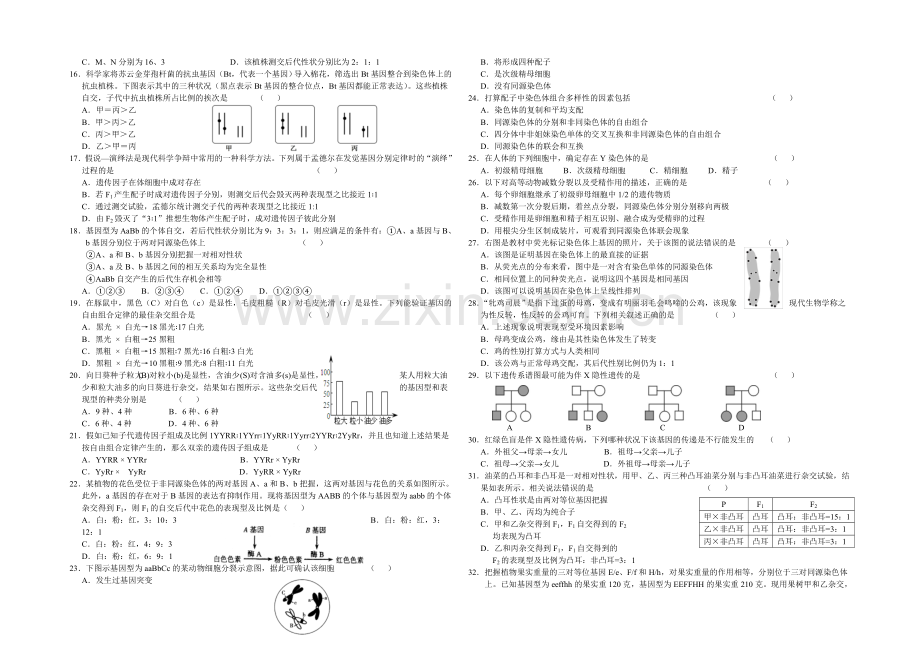 湖北省黄冈中学2020-2021学年高一下学期期中考试生物试题-Word版含答案.docx_第2页