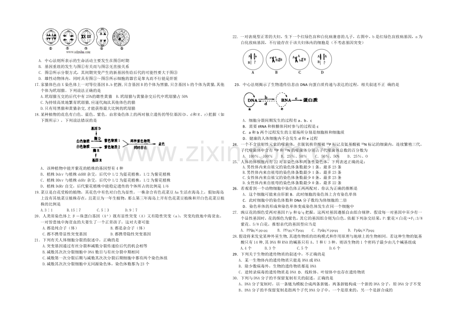 山东省德州市某中学2021届高三上学期10月月考生物试题Word版含答案.docx_第2页