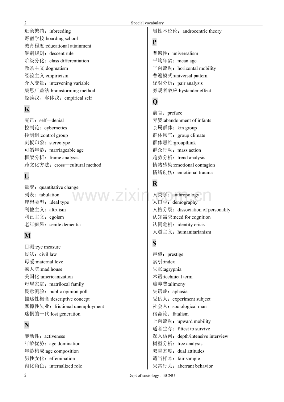 社会学专业词汇中英文对照.doc_第2页