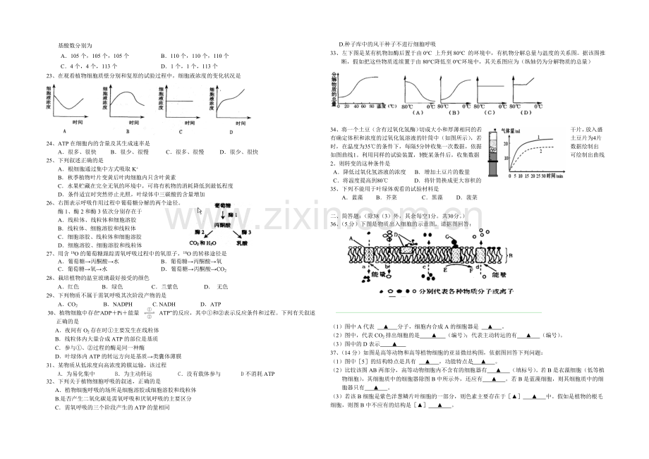 浙江省瑞安中学2020-2021学年高二上学期期中考试生物(文)-Word版含答案.docx_第2页