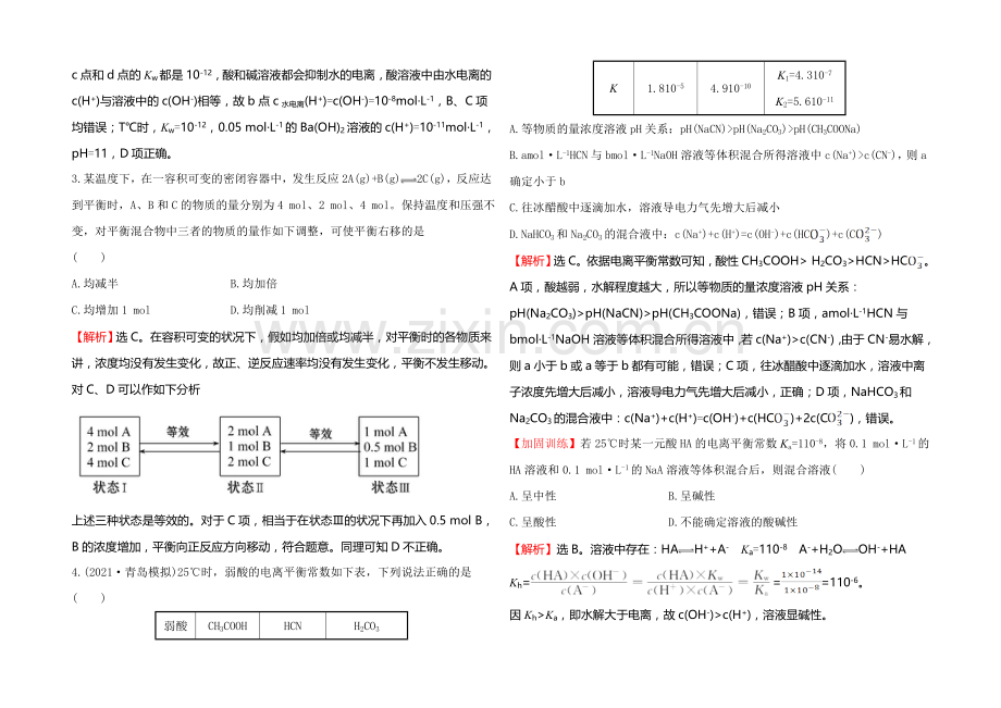 2022届高考化学(人教版)一轮总复习专题强化训练(7)五大平衡常数的比较及应用.docx_第2页