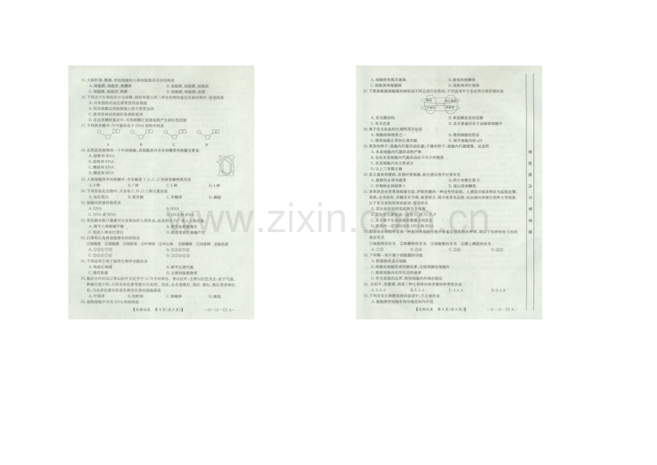 河北省正定中学2020—2021学年高一上学期第四次月考生物试题扫描版含答案.docx_第2页