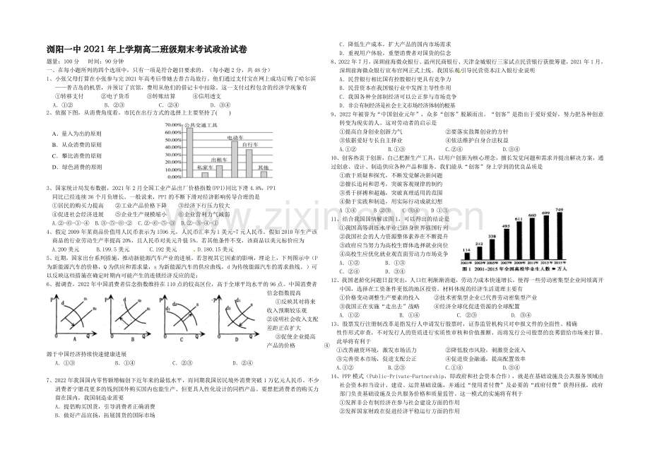 湖南省浏阳一中2020-2021学年高二下学期期末考试-政治-Word版含答案.docx_第1页