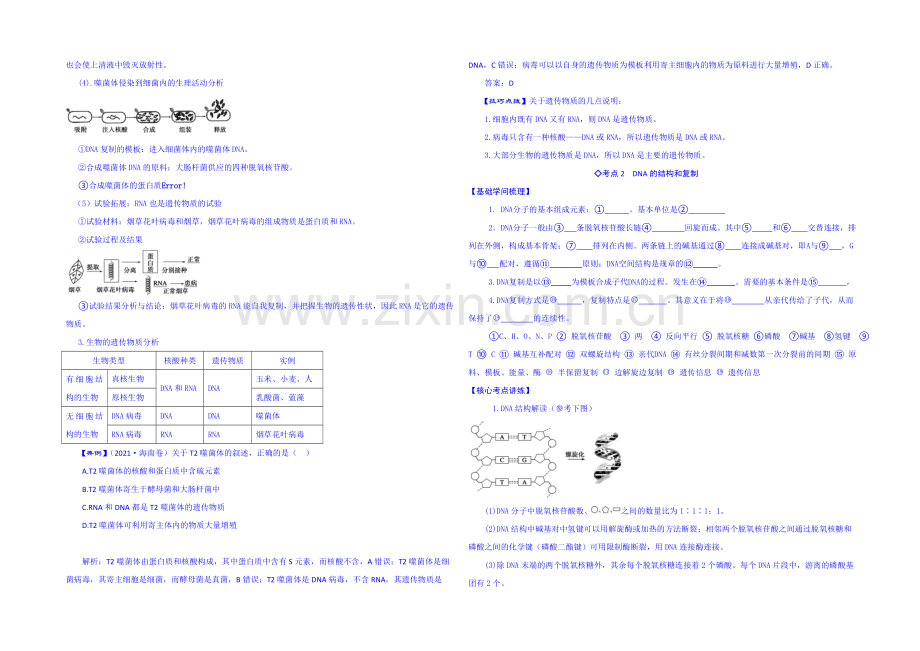 《2021年高考艺体生文化课百日冲刺》生物专题复习讲练：专题七-遗传的分子基础.docx_第2页