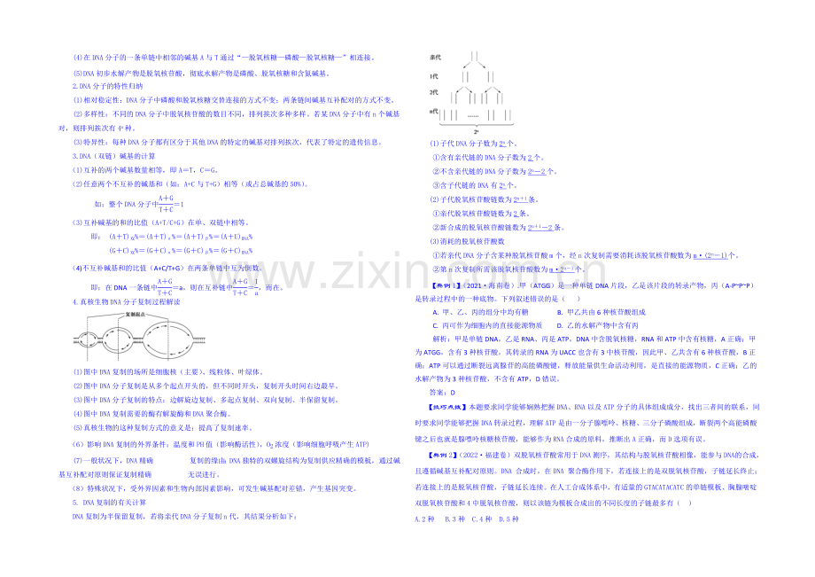 《2021年高考艺体生文化课百日冲刺》生物专题复习讲练：专题七-遗传的分子基础.docx_第3页