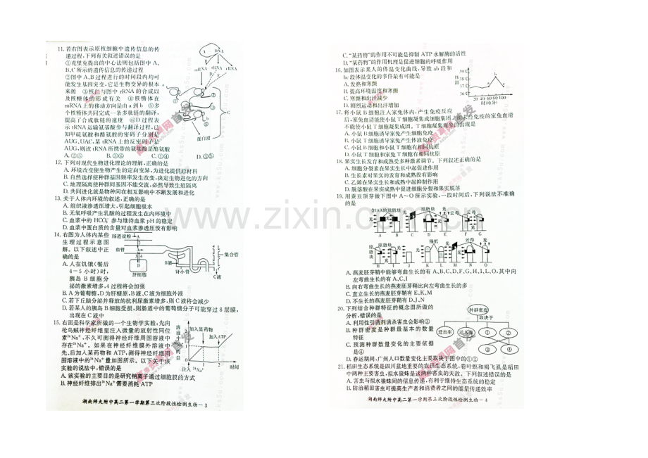 湖南师大附中2020-2021学年高二上学期第三次阶段性检测-生物-扫描版含答案.docx_第2页