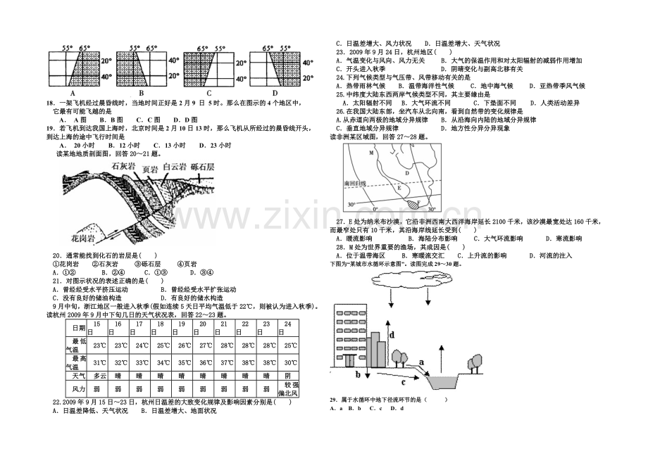 山东省威海四中2020-2021学年高二上学期模块考试地理试题-Word版缺答案.docx_第2页