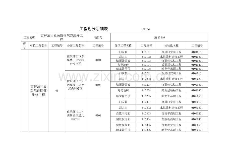 工程划分明细表.doc_第1页