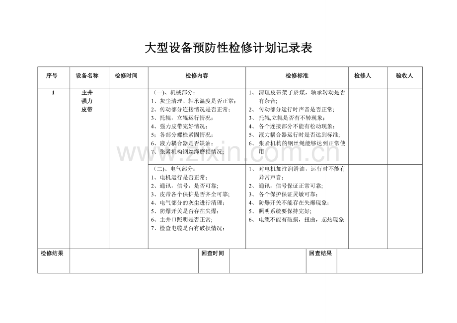 大型设备检修计划记录表.doc_第1页