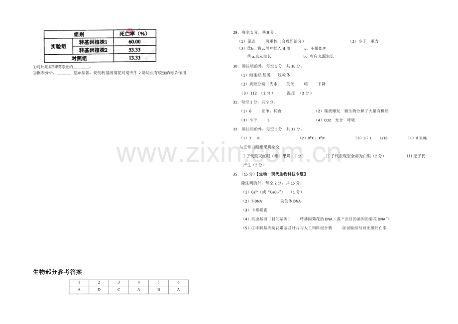 山东省日照市莒县2020届高三上学期期末考试-理综(生物部分)Word版含答案.docx_第3页