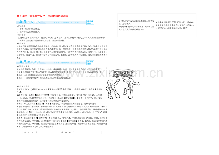 高二人教版化学选修四教案设计：1-1-2《热化学方程式、中和热的实验测定》-.docx_第1页