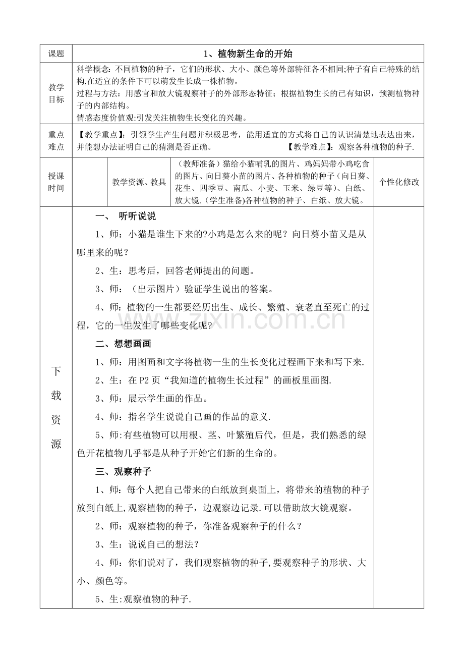 教科版小学科学三年级下册教案(表格)[1].doc_第1页