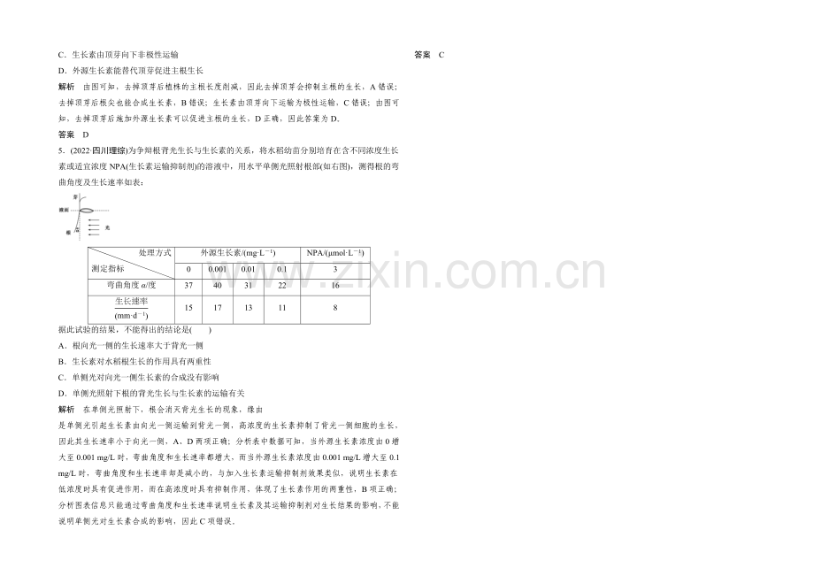 2022年高三生物(人教版)一轮复习-基础课时案31-植物生长素的发现和作用-随堂高考.docx_第2页