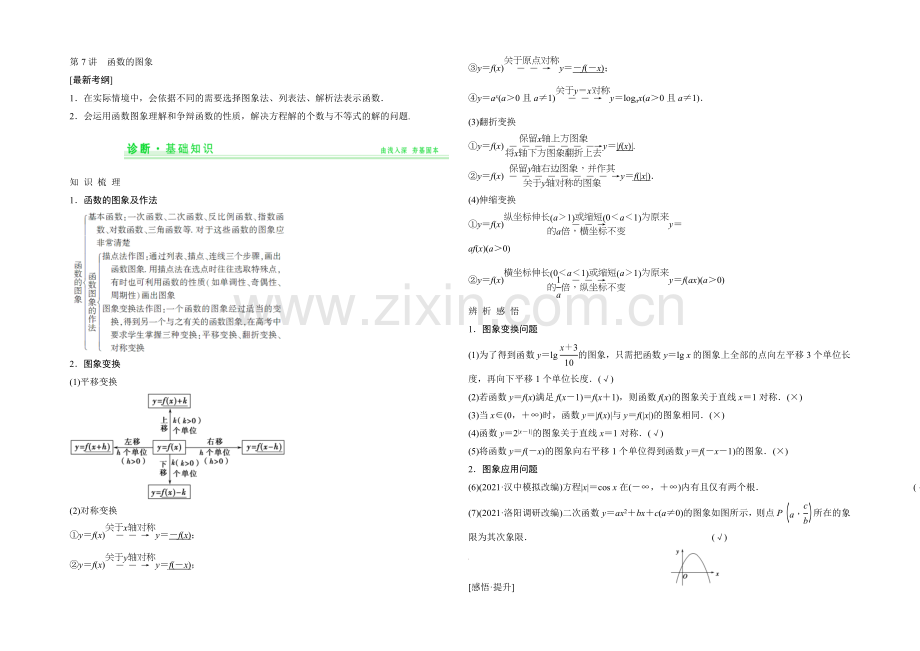 2021年高考数学(四川专用-理)一轮复习考点突破：第2篇-第7讲-函数的图象.docx_第1页