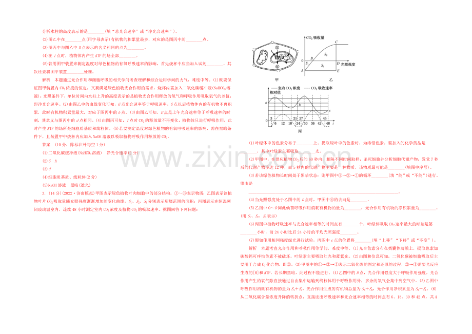 2021高三生物二轮限时训练---光合作用与细胞呼吸2.docx_第2页