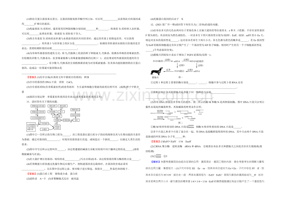 2022年高考生物一轮总复习课时作业：选修3-专题1基因工程-Word版含解析.docx_第3页