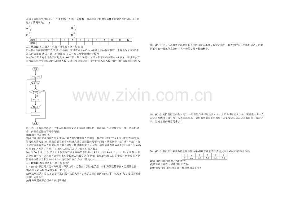 2020-2021学年高中数学(北师大版-必修三)课时作业-模块综合检测(A).docx_第2页