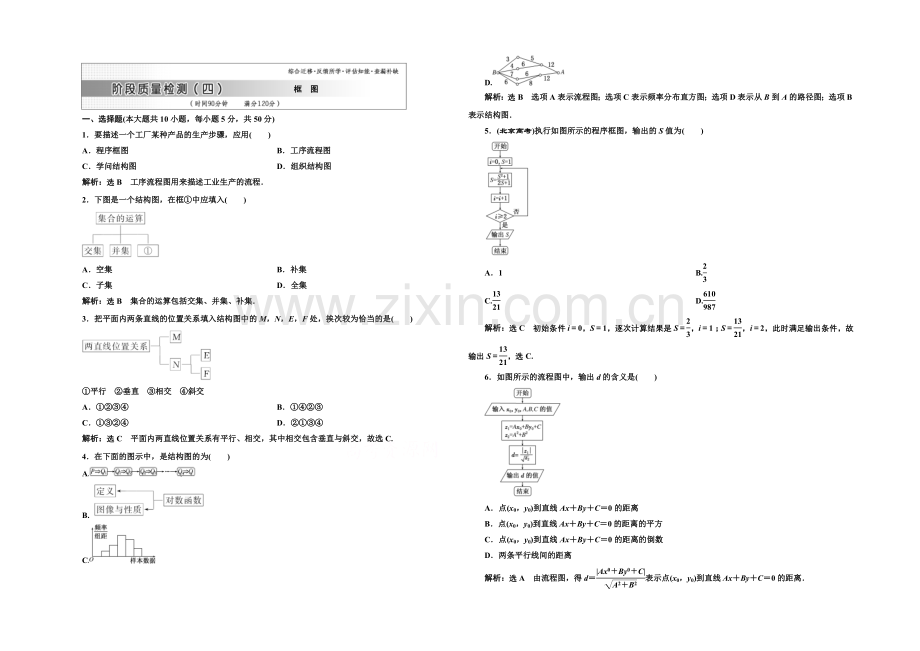 2021-2022学年新课标A版数学选修1-2习题-阶段质量检测(四).docx_第1页