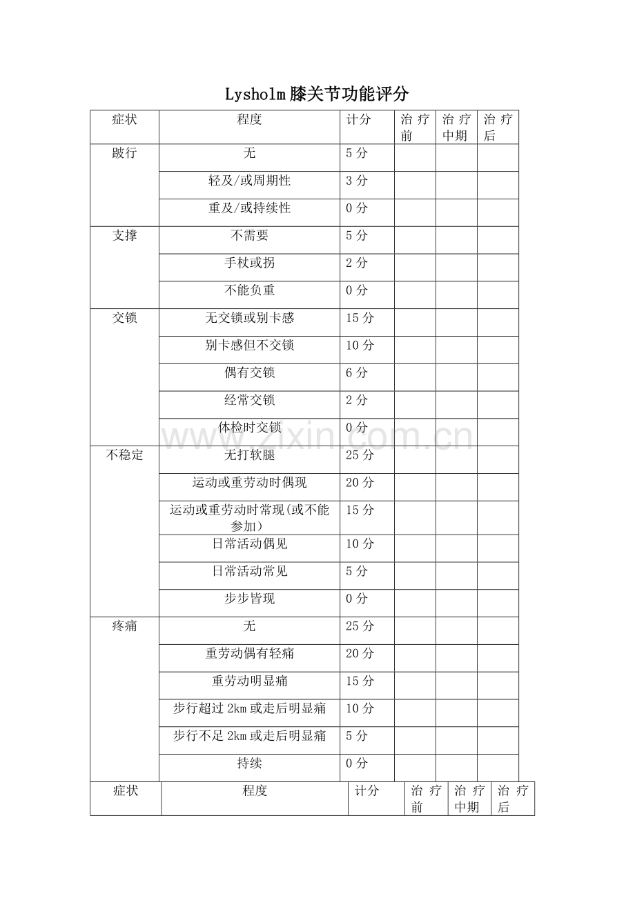 膝关节功能评分表.doc_第1页