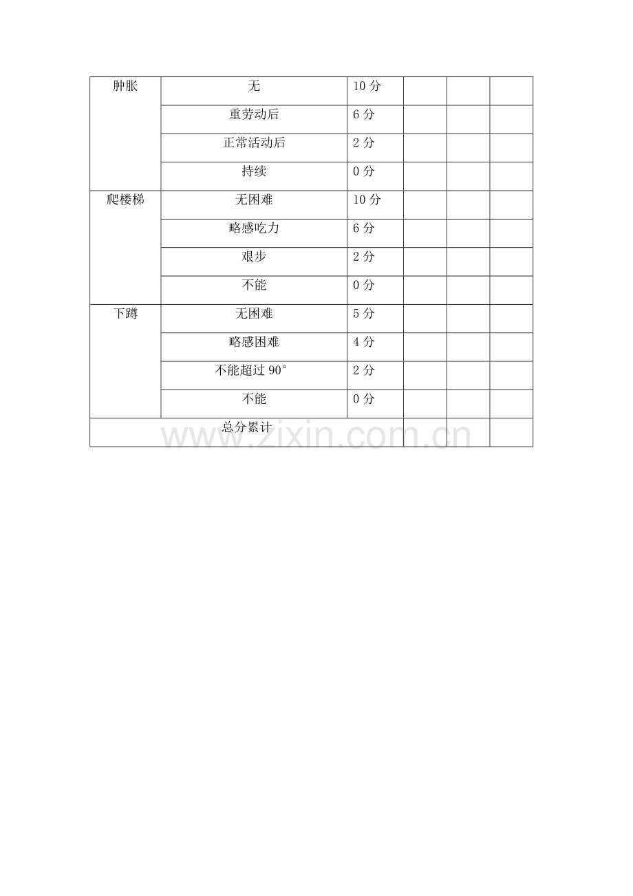 膝关节功能评分表.doc_第2页