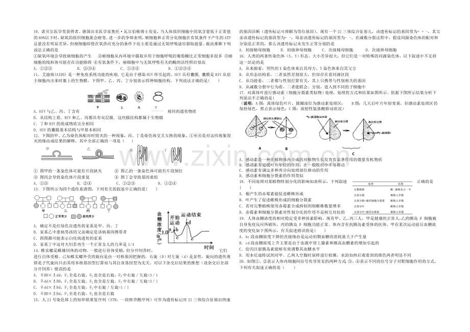 浙江省建人高复2022届高三上学期第三次月考生物试卷-Word版含答案.docx_第2页