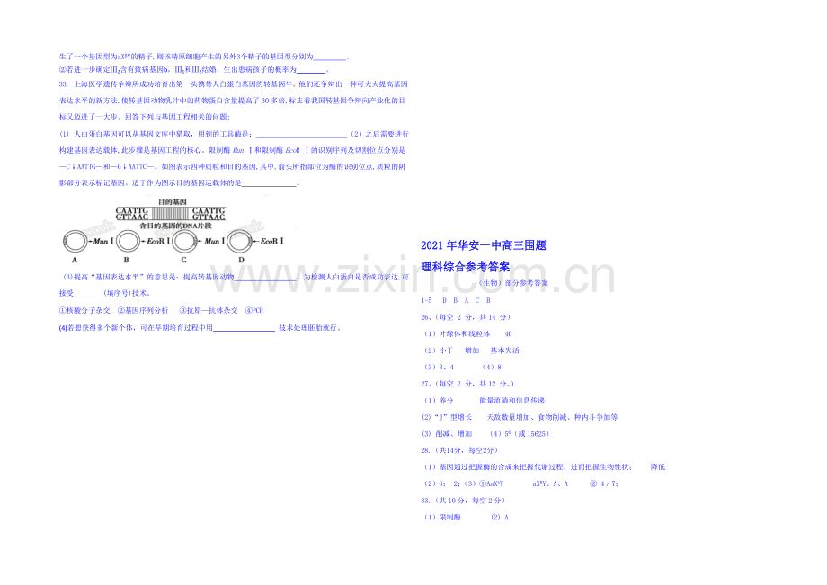 福建省华安一中2021届高三高考围题卷生物-Word版含答案.docx_第2页