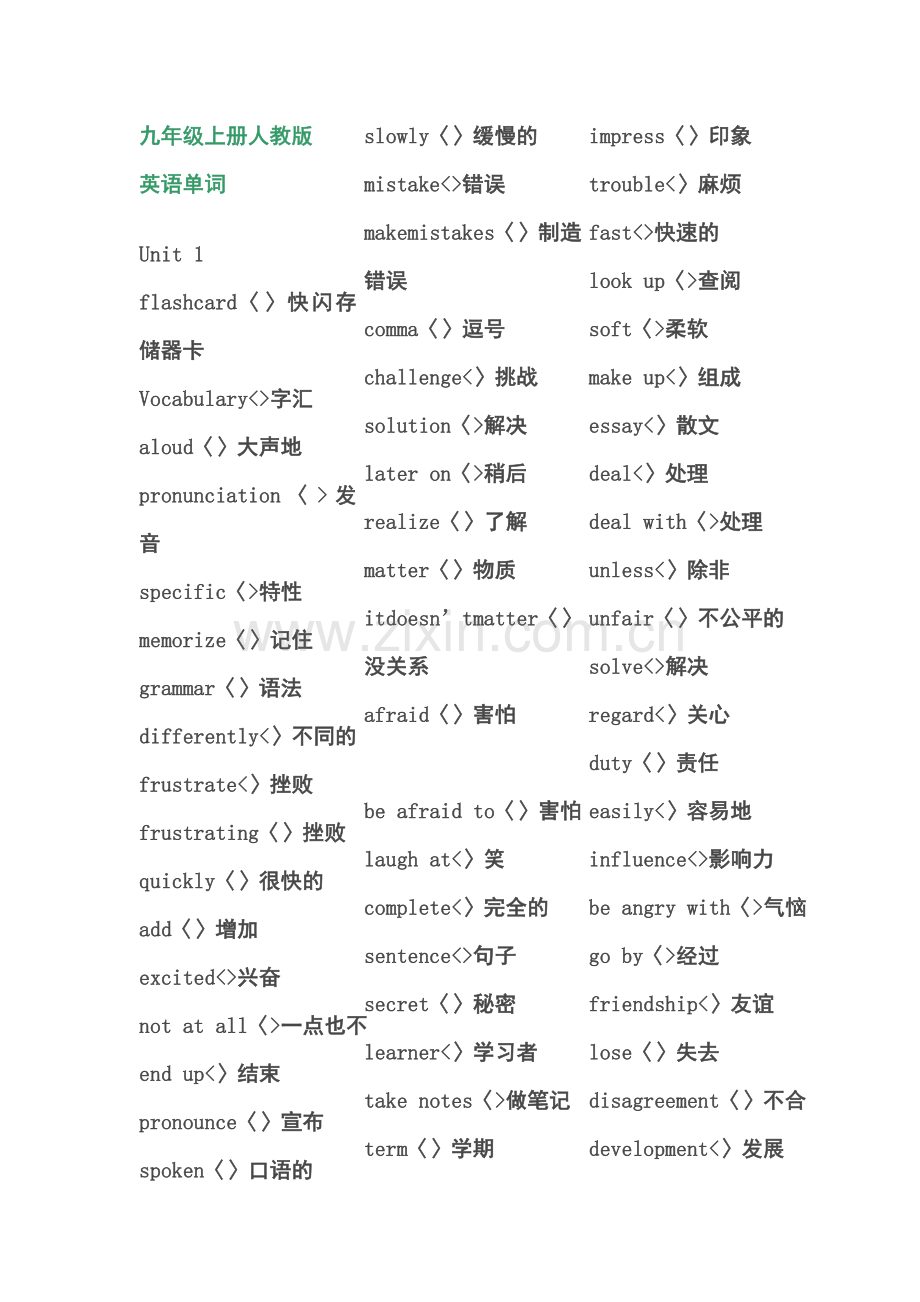 九年级上册人教版英语单词表.doc_第1页