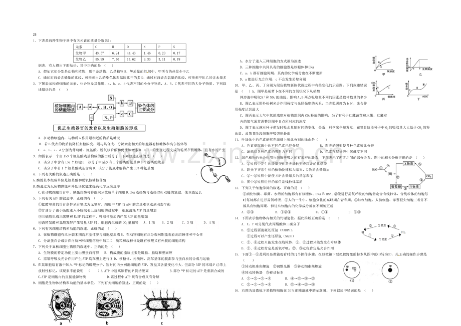 2021年高考生物小题专练系列23-Word版含答案.docx_第1页