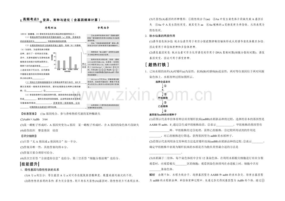 2021版生物二轮专题复习(闽津渝版)体系通关二：-突破非选择题-通关2高频考点3.docx_第1页