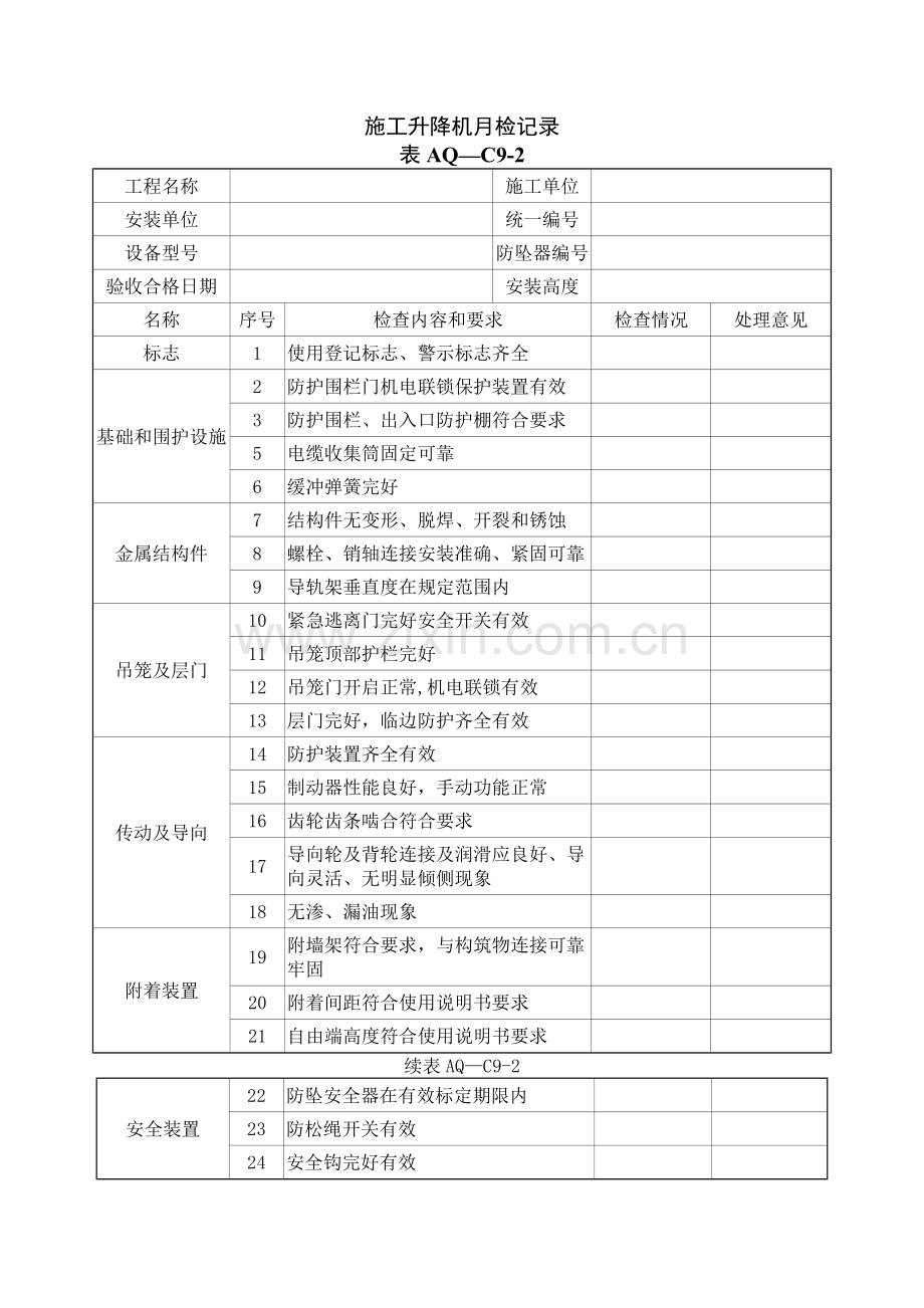 施工升降机月检记录.doc_第1页