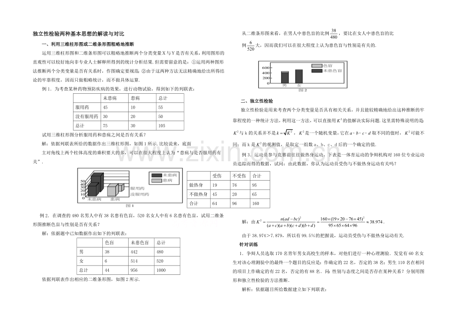 高中数学(北师大版)选修1-2教案：第1章-独立性检验两种基本思想的解读与对比.docx_第1页