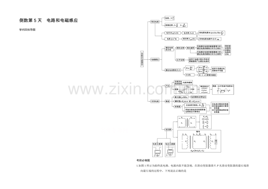 2021高考物理(山东专用)三轮体系大通关-知识回扣清单-倒数第5天-Word版含解析.docx_第1页