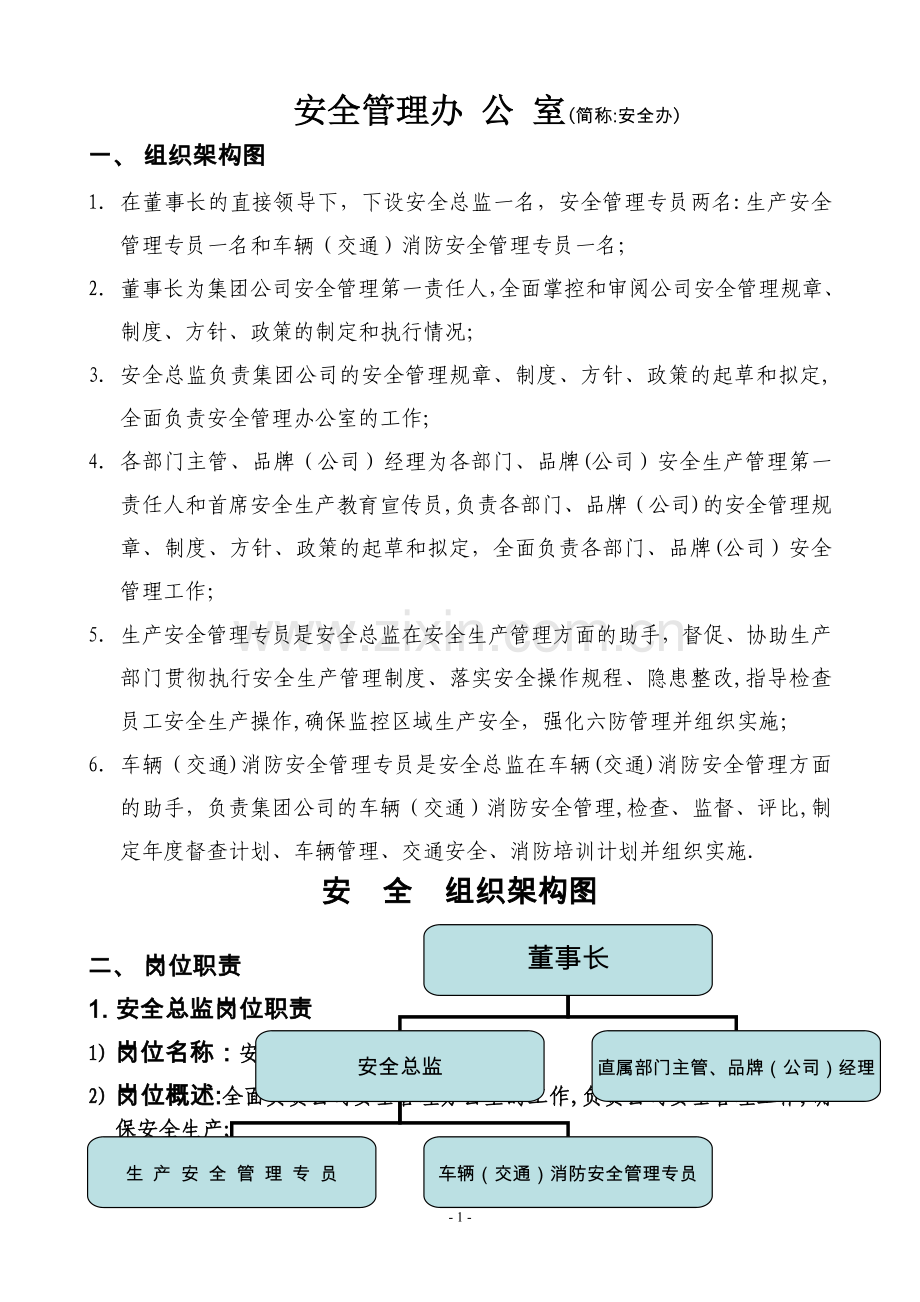 安全管理办公室人员职责.doc_第1页