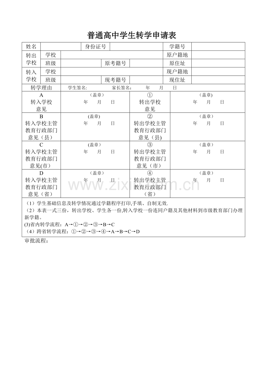 普通高中学生转学申请表.doc_第1页