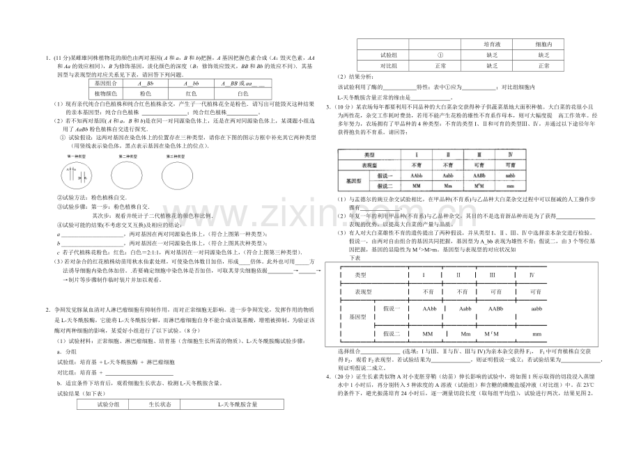 高三理综实验专题之生物(31)Word版含答案.docx_第1页