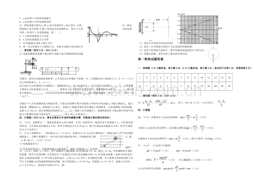 黑龙江省牡丹江一中2020-2021学年高一上学期期末试题-物理-Word版含答案.docx_第2页