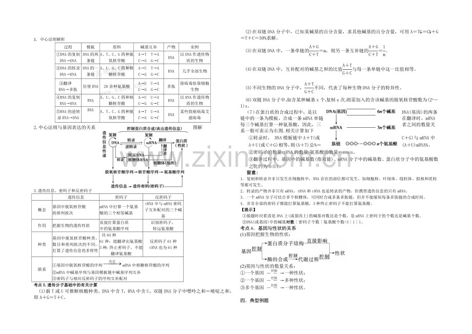 【全国百强校】山西省忻州市第一中学高三生物第二轮复习预习案：专题六-基因结构与功能-.docx_第2页