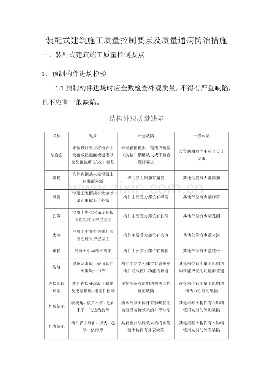 装配式建筑施工质量控制要点及质量通病防治措施.doc_第1页