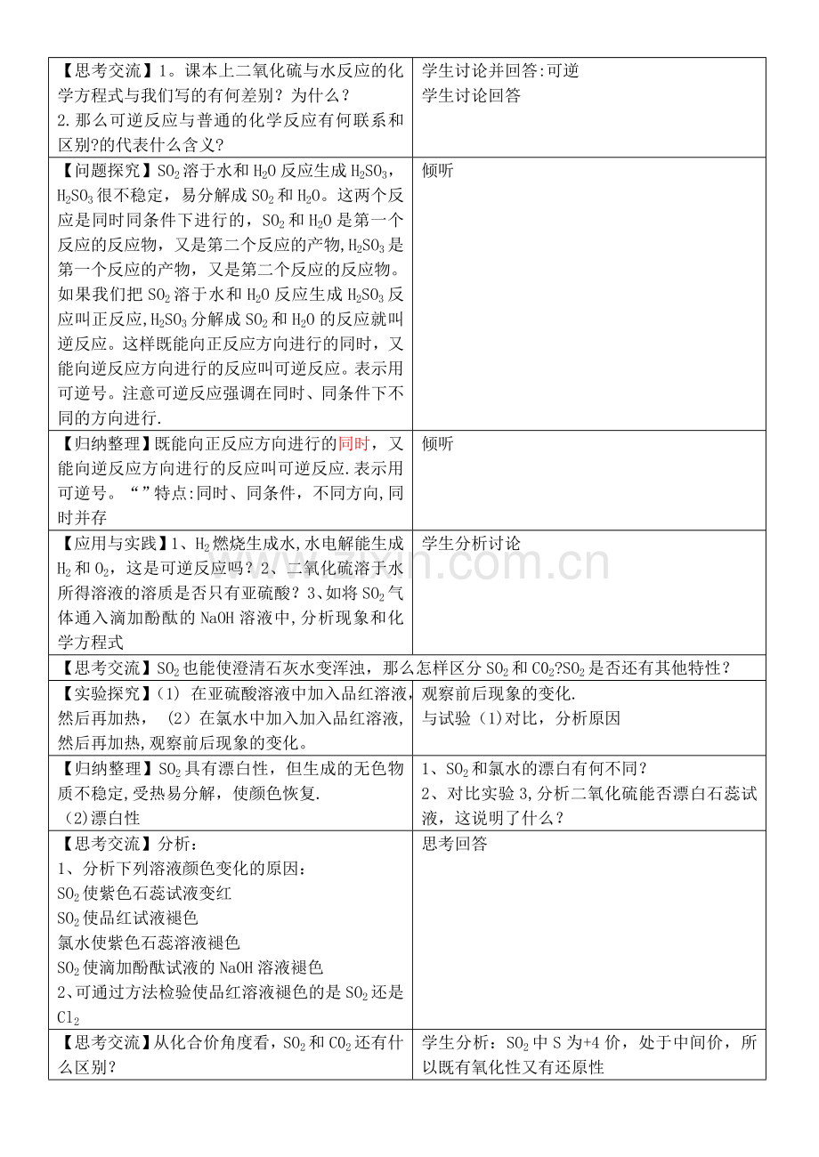 新人教版化学必修1第四章第三节氮和硫的氧化物教案(表格型).doc_第3页