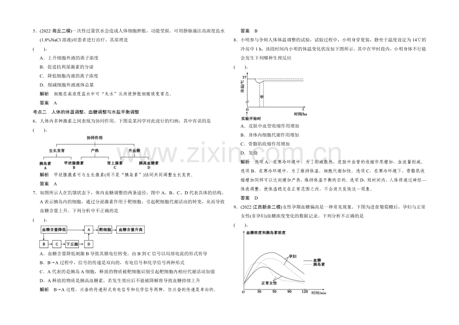 2021版生物二轮专题复习(闽津渝版)专题整合+演练提升：1-4-3人体的稳态与免疫-.docx_第2页