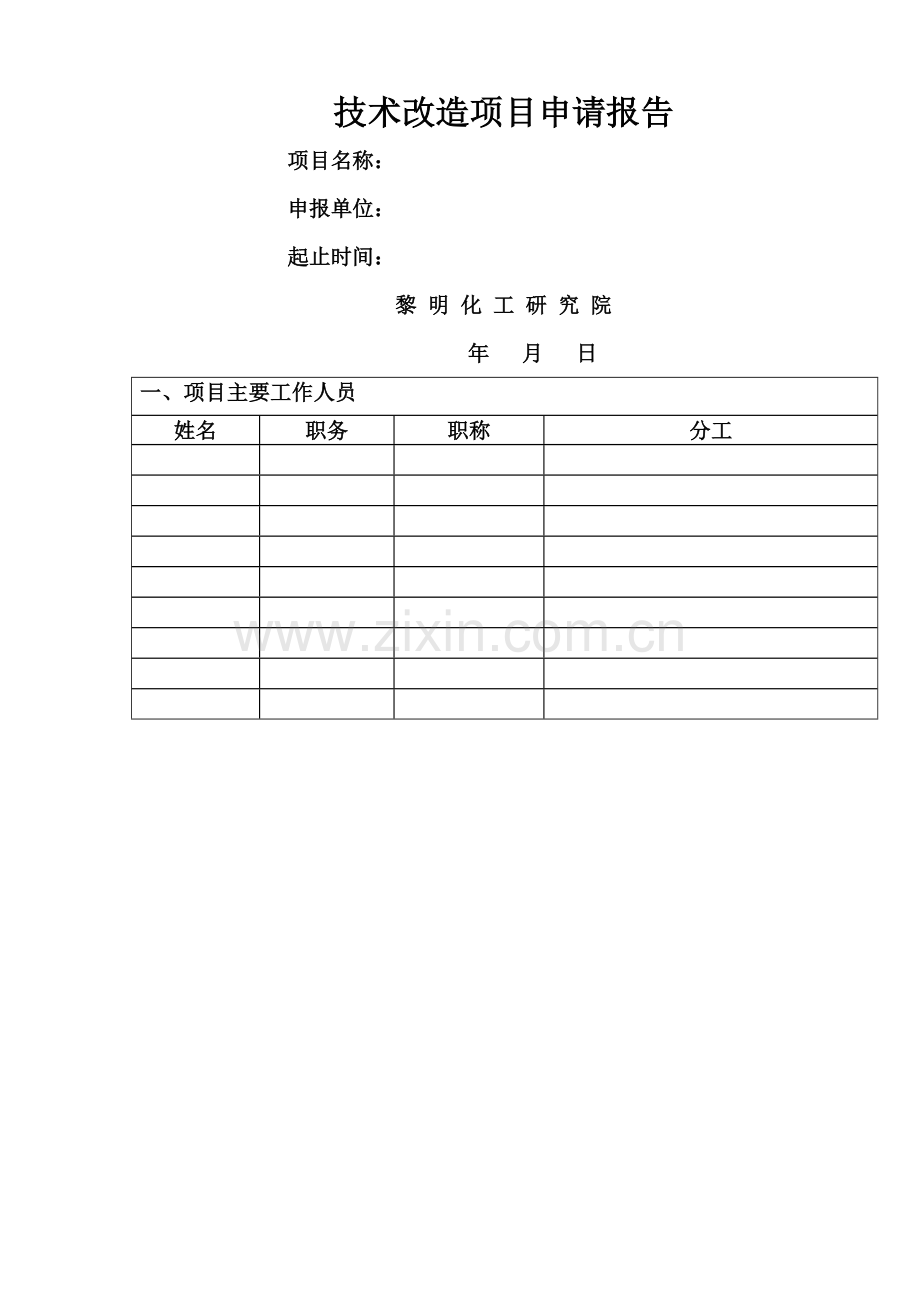 技术改造项目申请报告表(A4纸).doc_第1页