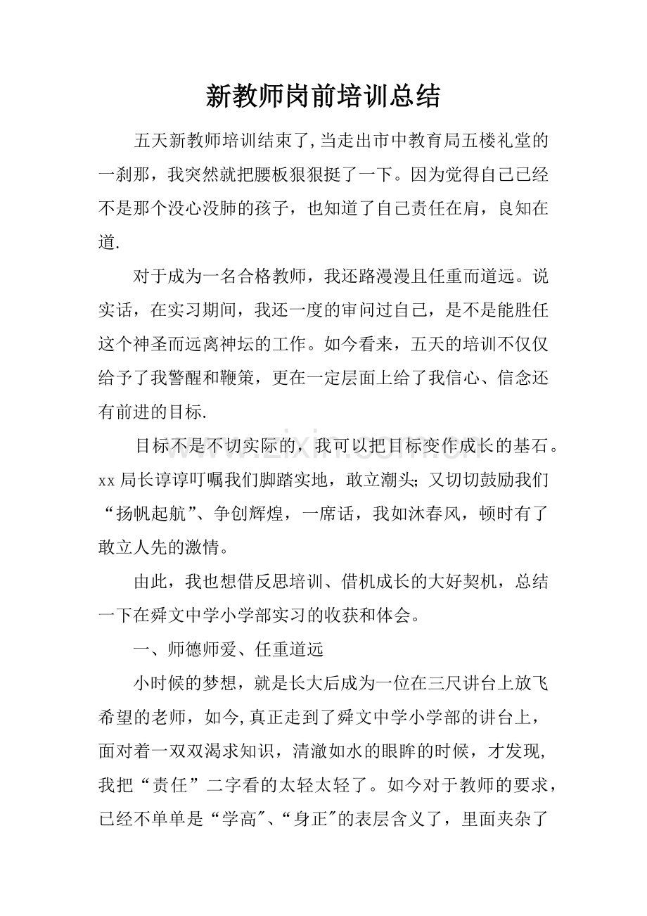 新教师岗前培训总结.docx_第1页